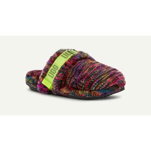 UGG Fluff It Pixelate Men’s Slippers Size 8 NWOT Black White Cozy Shearling